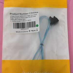 2 pack 18" SATA3 Cable SATAIII 6GB/s Right Angle SSD HDD Hard Drive, Blue. 2pc